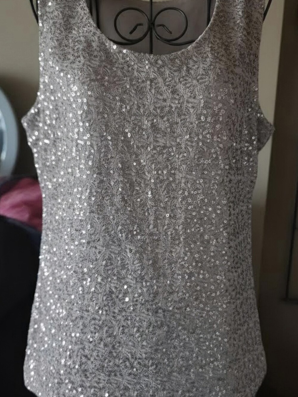 Banana Republic Taupe Sequin Scoopneck Tank